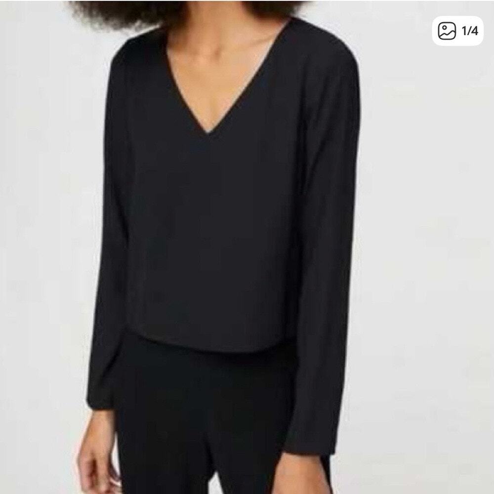 Aritzia Babaton Murphy Black V neck Long Sleeve Blouse size XS